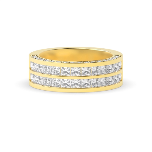 Channel Setting Princess Yellow Gold Baguetteradiance Wedding Rings & Bands