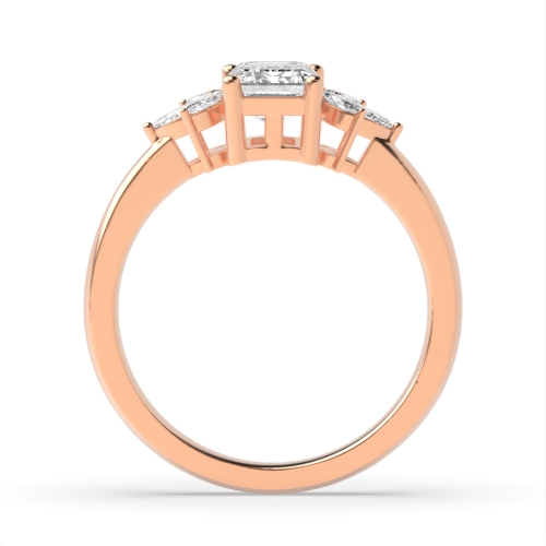 4 Prong Emerald Rose Gold Accentuated Engagement Rings