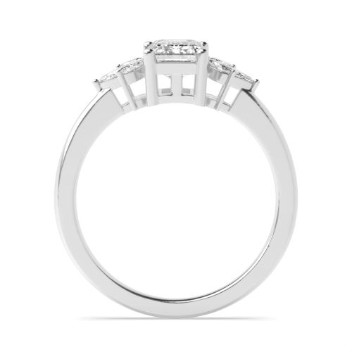 4 Prong Emerald Accentuated Side Stone Engagement Rings