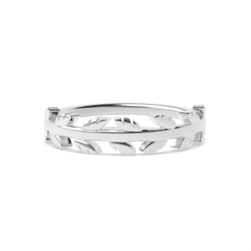 White Gold Leaf Women's Plain Wedding Rings & Bands