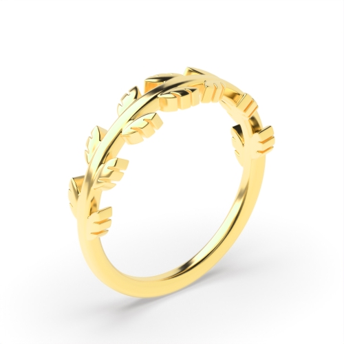 Yellow Gold Leaf Plain Ring Wedding Rings & Bands
