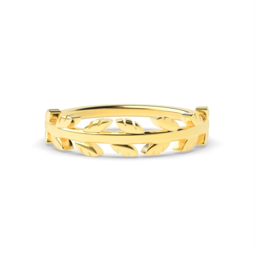 Yellow Gold Leaf Plain Ring Wedding Rings & Bands