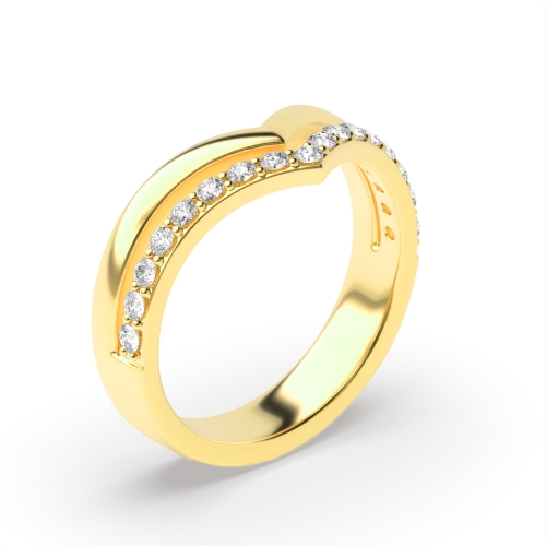 4 Prong Round Yellow Gold Half Eternity Wedding Rings & Bands