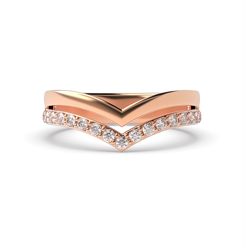 4 Prong Round Rose Gold V shaped Women's Shaped Diamond Rings