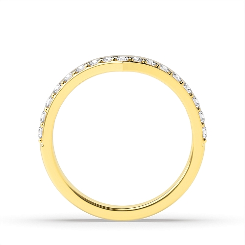 4 Prong Round Yellow Gold V shaped Band Diamond Rings