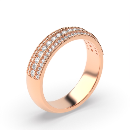 Channel Setting Round Rose Gold 3 row Eternity Engagement Rings