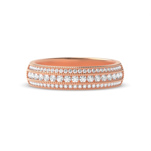 Channel Setting Round Rose Gold 3 row Eternity Engagement Rings