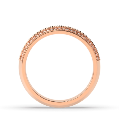 Channel Setting Round Rose Gold 3 row Eternity Engagement Rings
