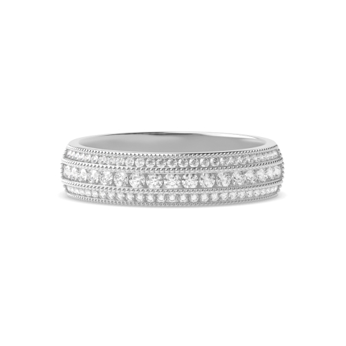 Channel Setting Round 3 row Naturally Mined Diamond Eternity Engagement Rings