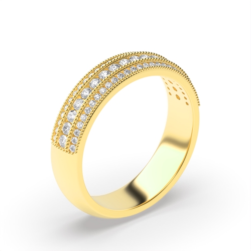 Channel Setting Round Yellow Gold 3 row Eternity Engagement Rings
