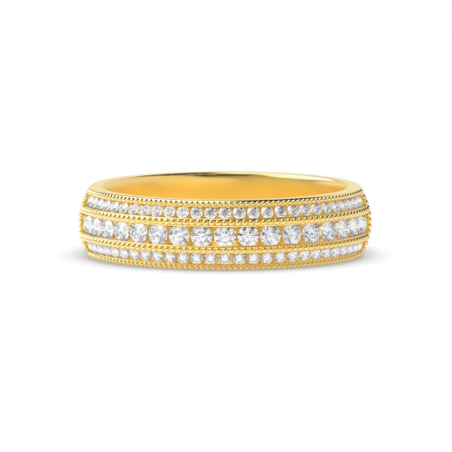 Channel Setting Round Yellow Gold 3 row Eternity Engagement Rings