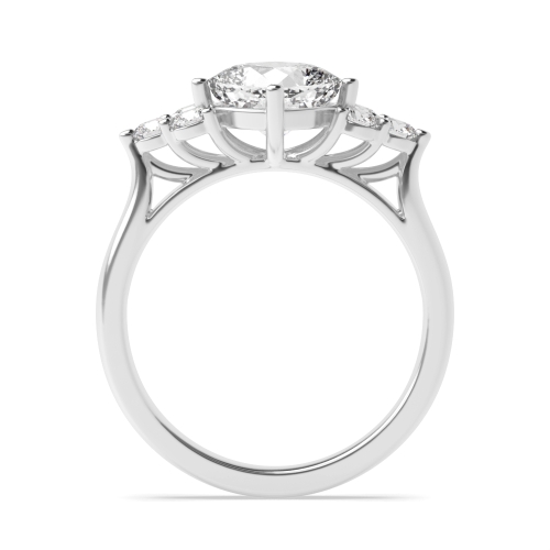 4 Prong Cushion Designer Side Stone Engagement Ring