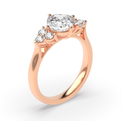 Cushion Rose Gold Designer Side Stone Engagement Rings