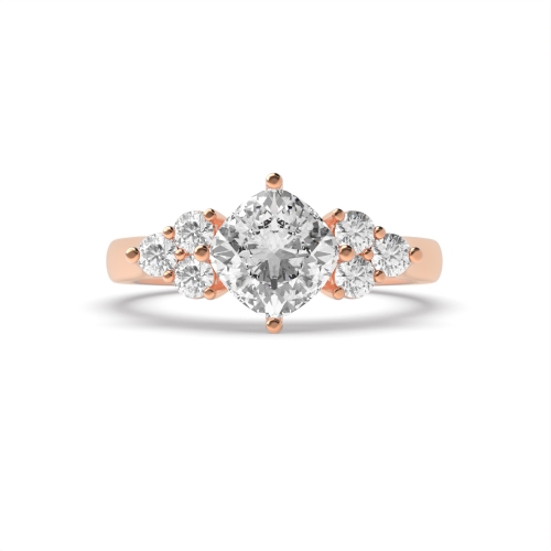 Cushion Rose Gold Designer Side Stone Engagement Rings