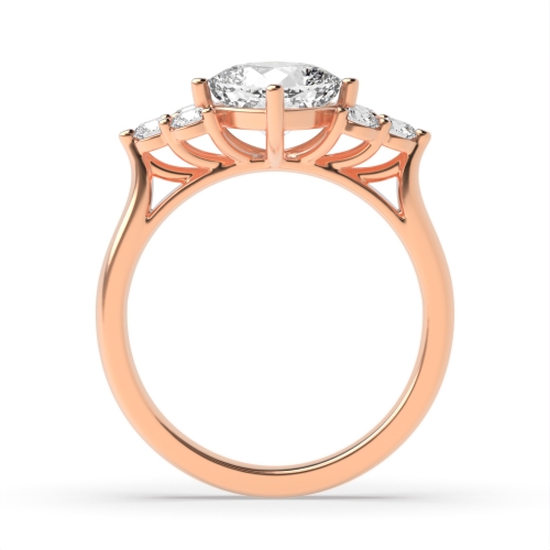 Cushion Rose Gold Designer Side Stone Engagement Rings