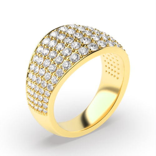 4 Prong Round Yellow Gold Half Eternity Diamond Ring