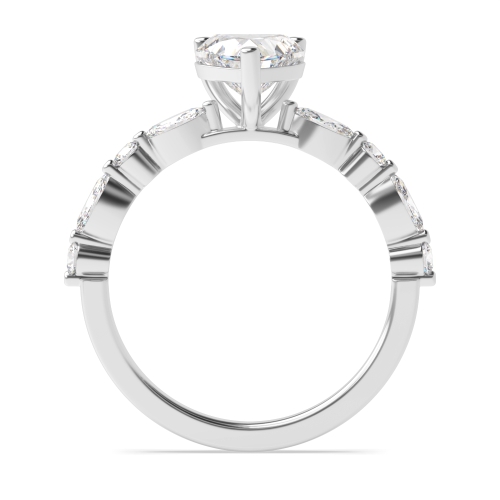 Prong Heart Side Stone Diamond Ring