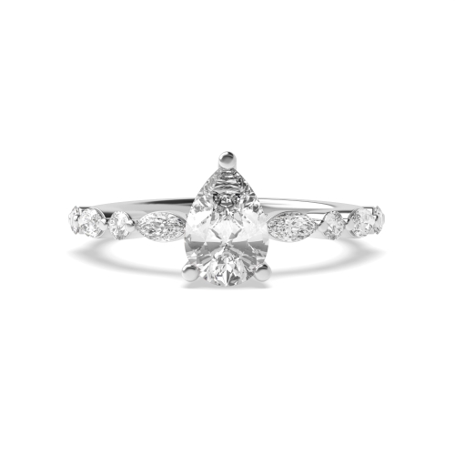 Prong Pear Side Stone Diamond Ring