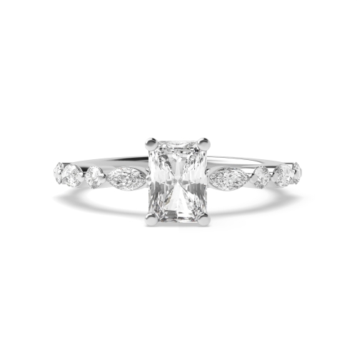 Radiant Side Stone Engagement Ring