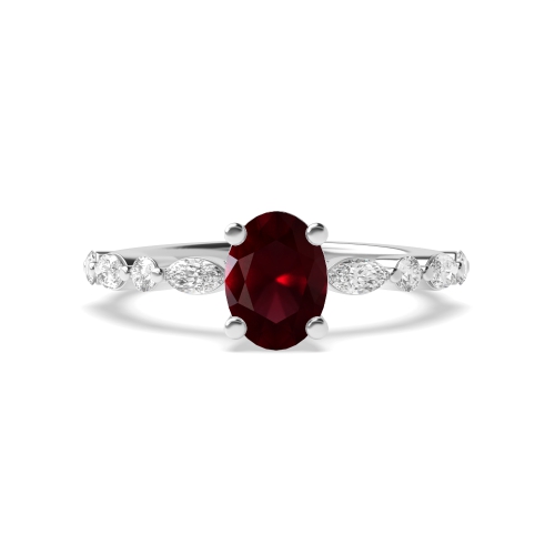 Ruby Side Stone Engagement Ring