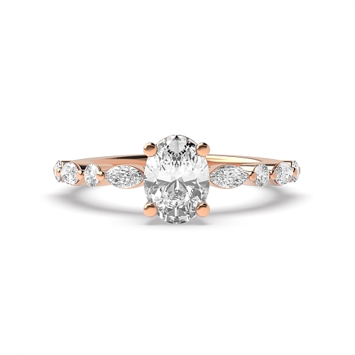 4 Prong Rose Gold Unique style Engagement Rings