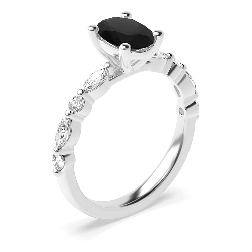 4 Prong Unique style Black Diamond Engagement Rings