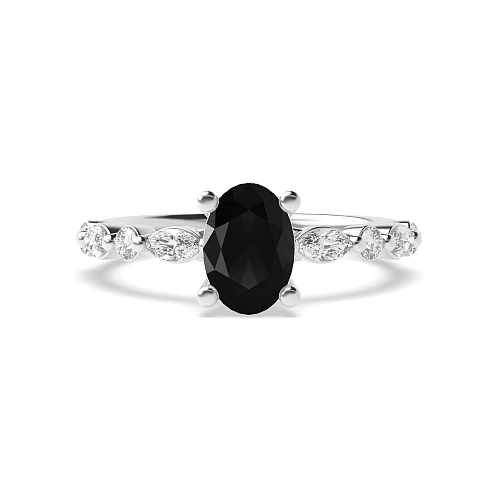 4 Prong Unique style Black Diamond Engagement Rings
