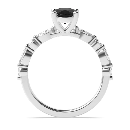 4 Prong Unique style Black Diamond Engagement Rings