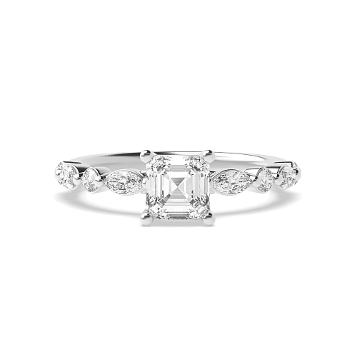 4 Prong Asscher Unique style Engagement Rings