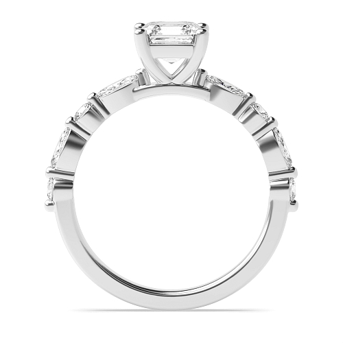 4 Prong Asscher Unique style Engagement Rings