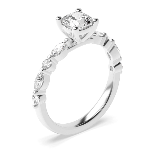 4 Prong Cushion Unique style Engagement Rings