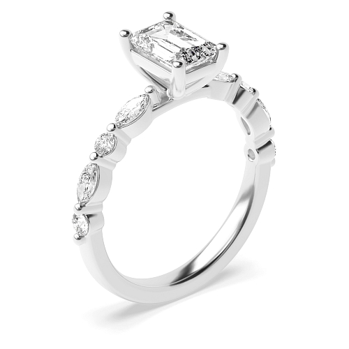 4 Prong Emerald Unique style Engagement Rings