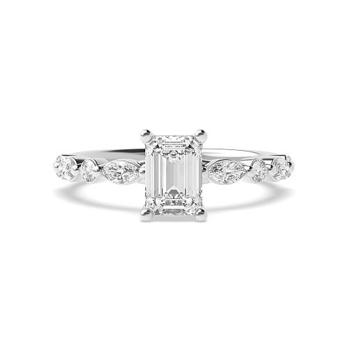4 Prong Emerald Unique style Engagement Rings