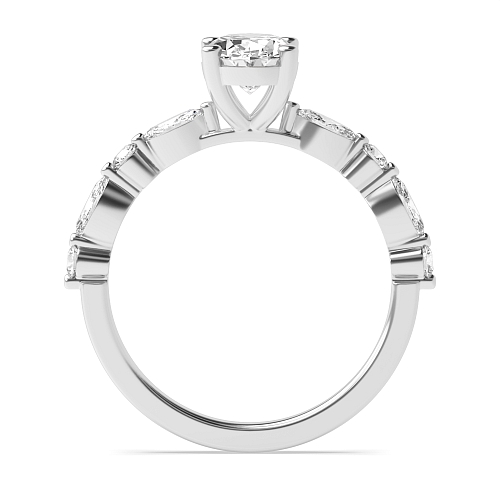 4 Prong Unique Style Side Stone Engagement Ring