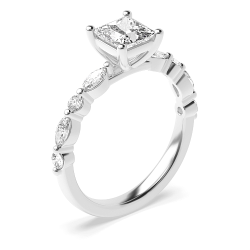4 Prong Princess Unique style Engagement Rings