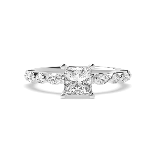 4 Prong Princess Unique style Engagement Rings