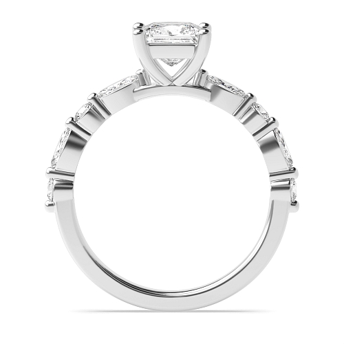 4 Prong Princess Unique style Engagement Rings