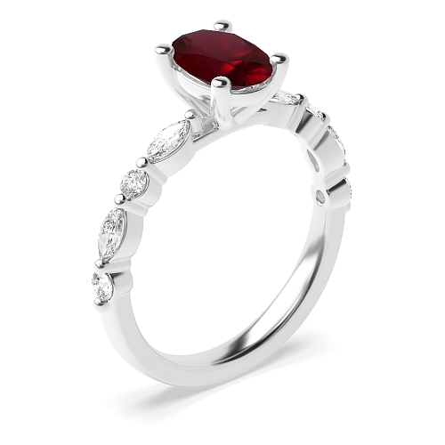 4 Prong Unique style Ruby Engagement Rings
