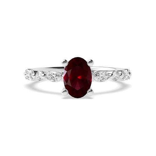 4 Prong Unique style Ruby Engagement Rings
