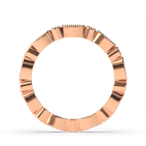 Pave Setting Round Rose Gold Milligrain Eternity Engagement Rings