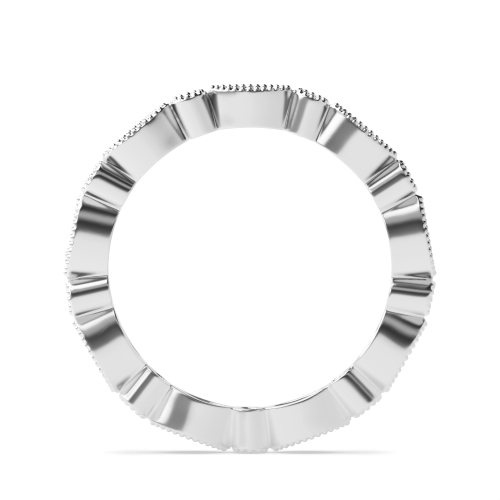 Pave Setting Round White Gold Milligrain Full Eternity Engagement Rings