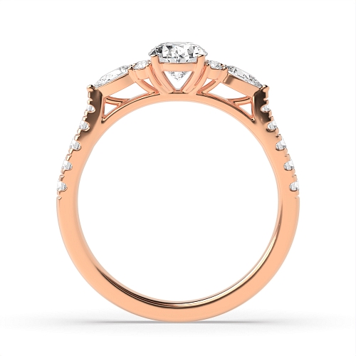 4 Prong Oval Rose Gold Pear side stone accented Side Stone Engagement Rings