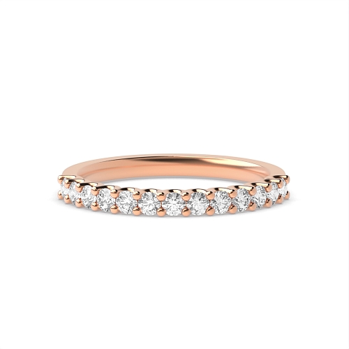 4 Prong Round Rose Gold U shaped Eternity Diamond Rings