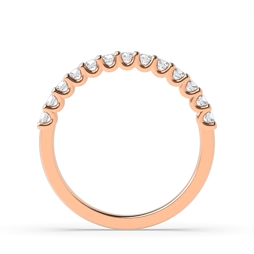 4 Prong Round Rose Gold U shaped Eternity Diamond Rings