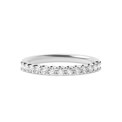 4 Prong Round Silver u Shaped Half Eternity Wedding Band