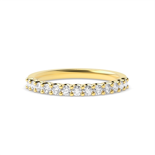 4 Prong Round Yellow Gold u Shaped Half Eternity Wedding Band