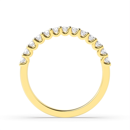 4 Prong Round Yellow Gold u Shaped Half Eternity Wedding Band