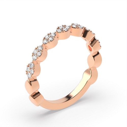 4 Prong Round Rose Gold Zig zag stackable fashion Eternity Diamond Rings