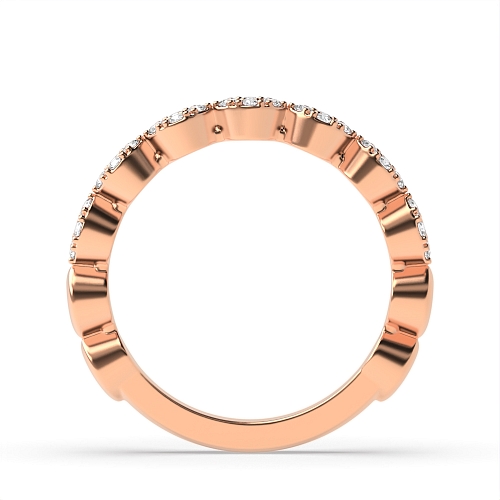 4 Prong Round Rose Gold Zig zag stackable fashion Eternity Diamond Rings