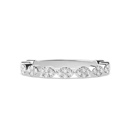 4 Prong Round Platinum Zig zag stackable fashion Diamond Rings